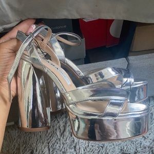 Silver mirrored platforms